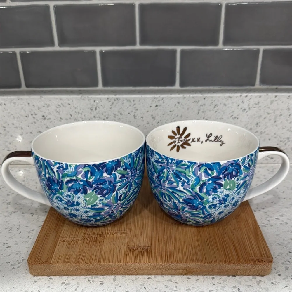 Lilly Pulitzer Blue Floral Mugs